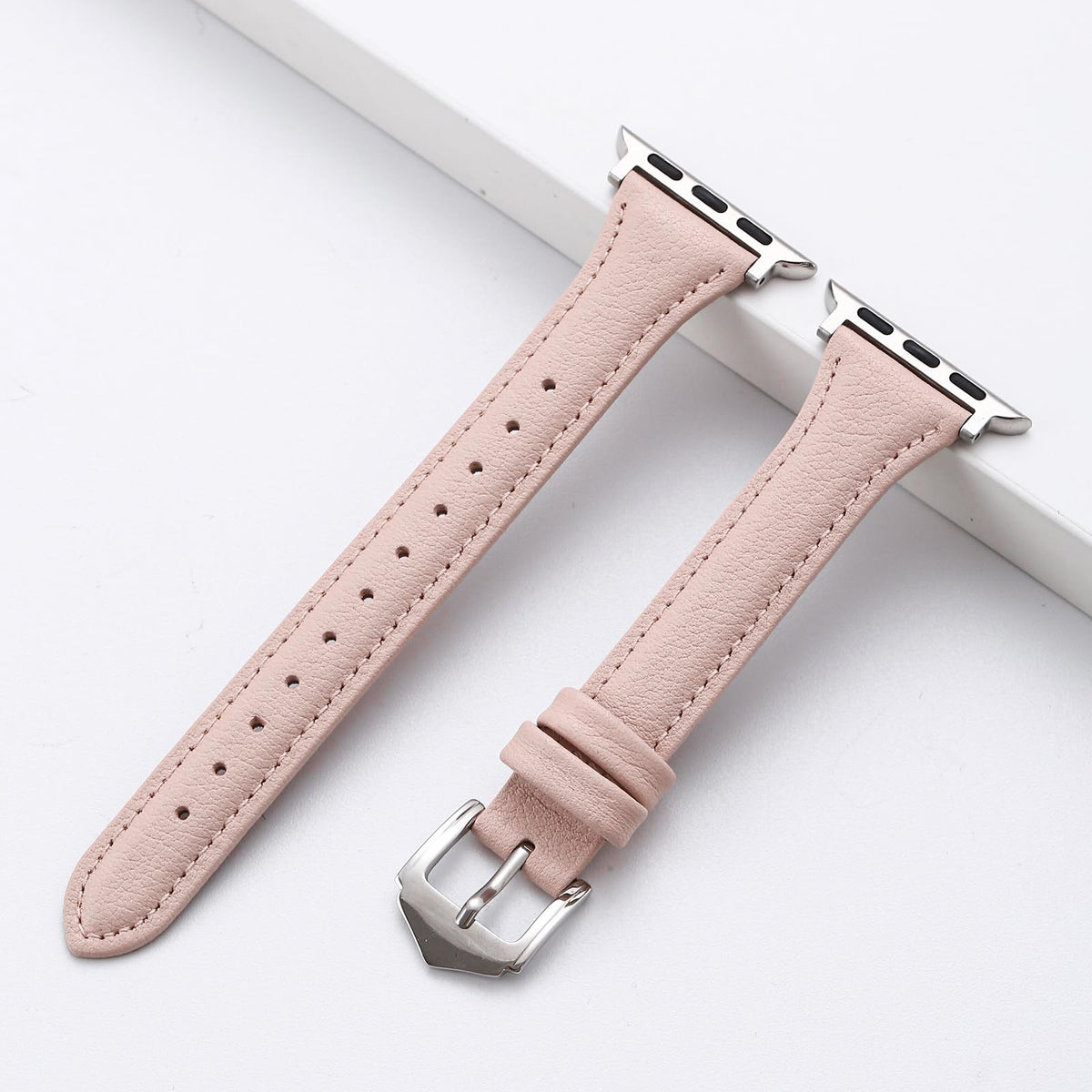 Slim Soft Genuine Leather Bands Compatible with Apple Watch Band 38mm 40mm 41mm 42mm for Women, Dressy Durable Leather Replacement Strap for iWatch SE1/2/3 11 10 9 8 7 6 5 4 3 2 1
