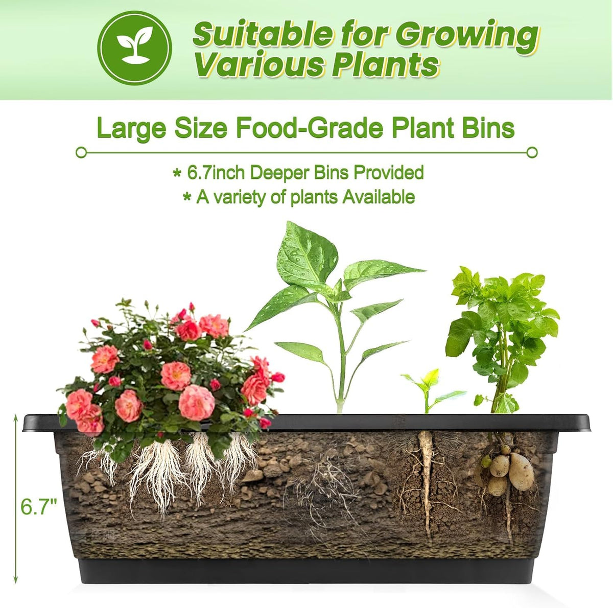 TEANDE 2 Pack Vertical Raised Garden Bed with Wheels, 5-Tier Elevated Planter Box w/Drainage System & 4 Hooks for Herbs Vegetables Flowers, Vertical Garden Planter for Patio Yard Indoor Outdoor