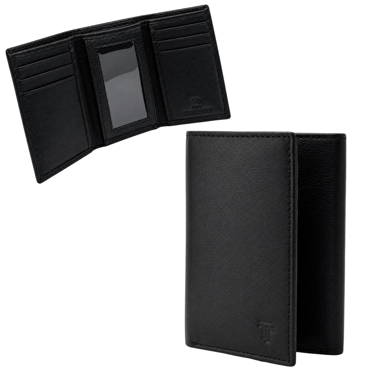 TRUTANN Black Leather Wallet – TrifoldCard Holder | Real Genuine Leather Mens Wallet | RFID Secure | Fits 8 Cards | Tap to Pay Feature | Quality Credit Card Holder