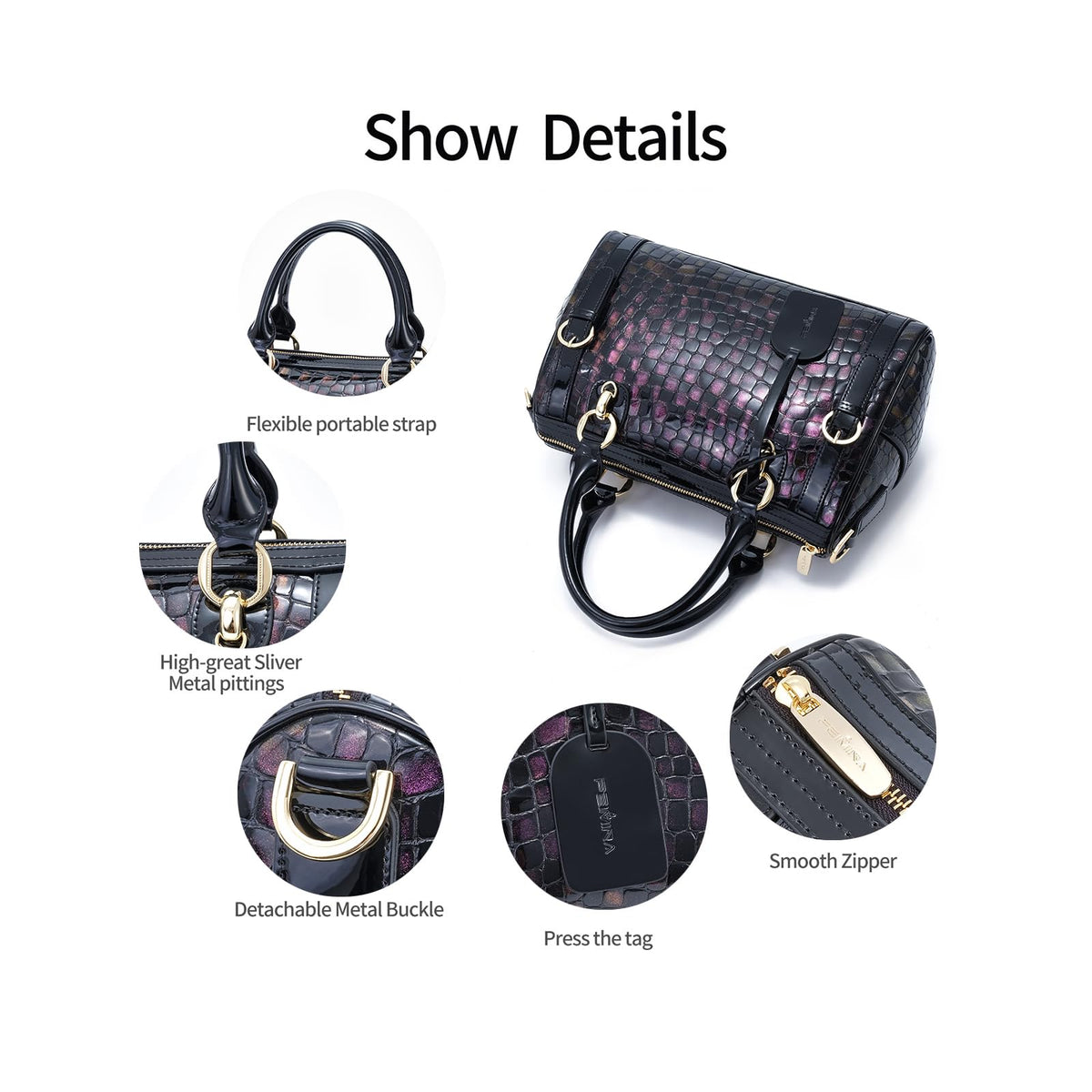 FEIMINA Genuine Leather Shoulder Bag, Classic Bronze