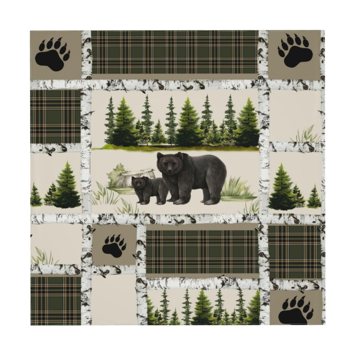 Rustic Country Square Tablecloth,Country Style Farmhouse Lodge Bear Moose Deer Long Table Cloth Washable Table Cover for Kitchen Dining,55"x55"