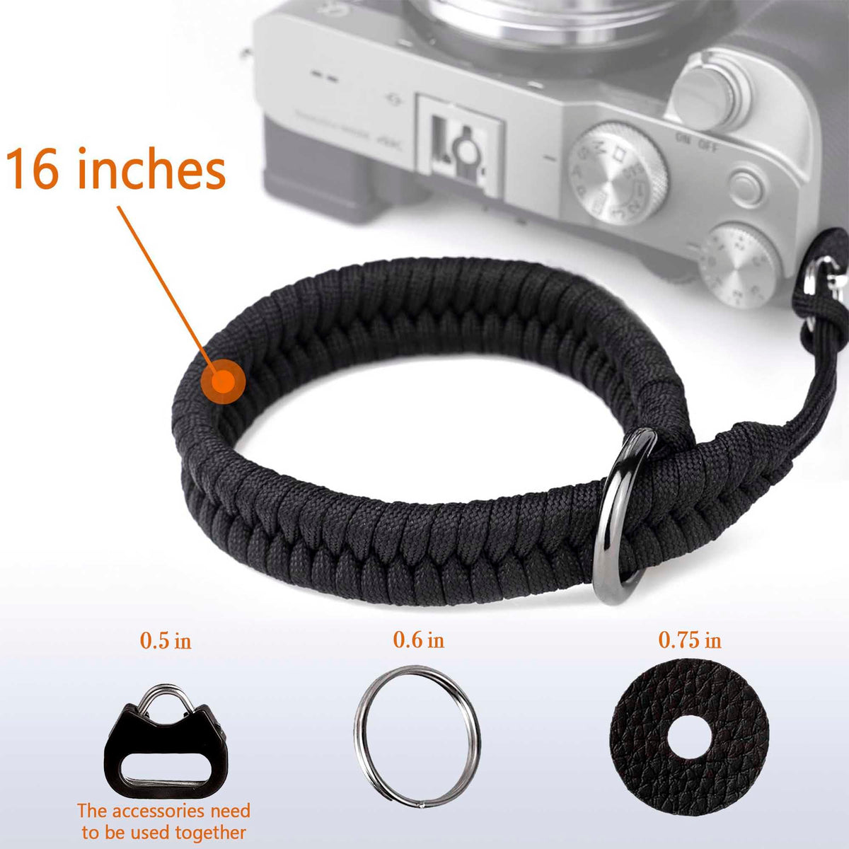 AQAREA Camera Wrist Strap for DSLR Mirrorless Camera, Quick Release Camera Hand Strap with Safer Connector（Black）