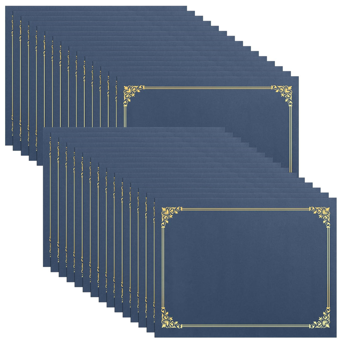 SUNEE Certificate Holders(Navy Blue, 30 Packs), Diploma Covers Gold Foil Border, for Letter Size 8.5x11 Certificates, Cardstock, Document Papers