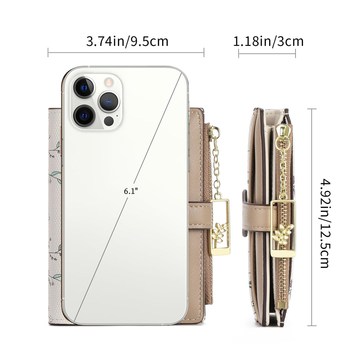 GAEKEAO Small Wallets for Women RFID Blocking Bifold Floral Vegan Leather Wallet Card Holder with Zipper Pocket ID Window