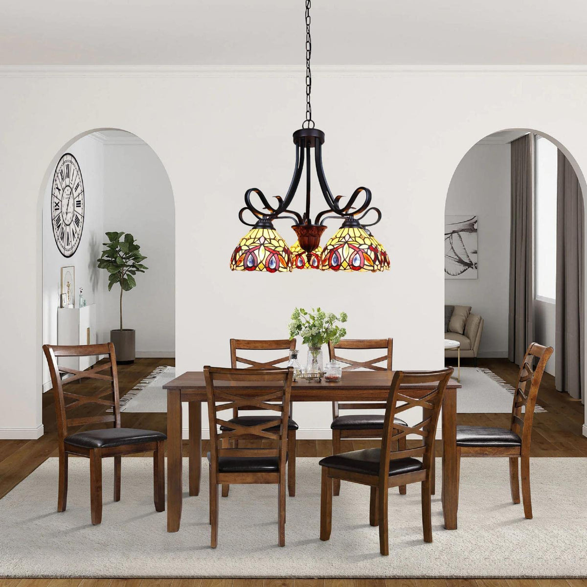 Chloe Lighting Serenity Victorian Tiffany-Style Chandelier 25in Wide, Dark Bronze, Multicolor, Model CH33353VR25-DD5