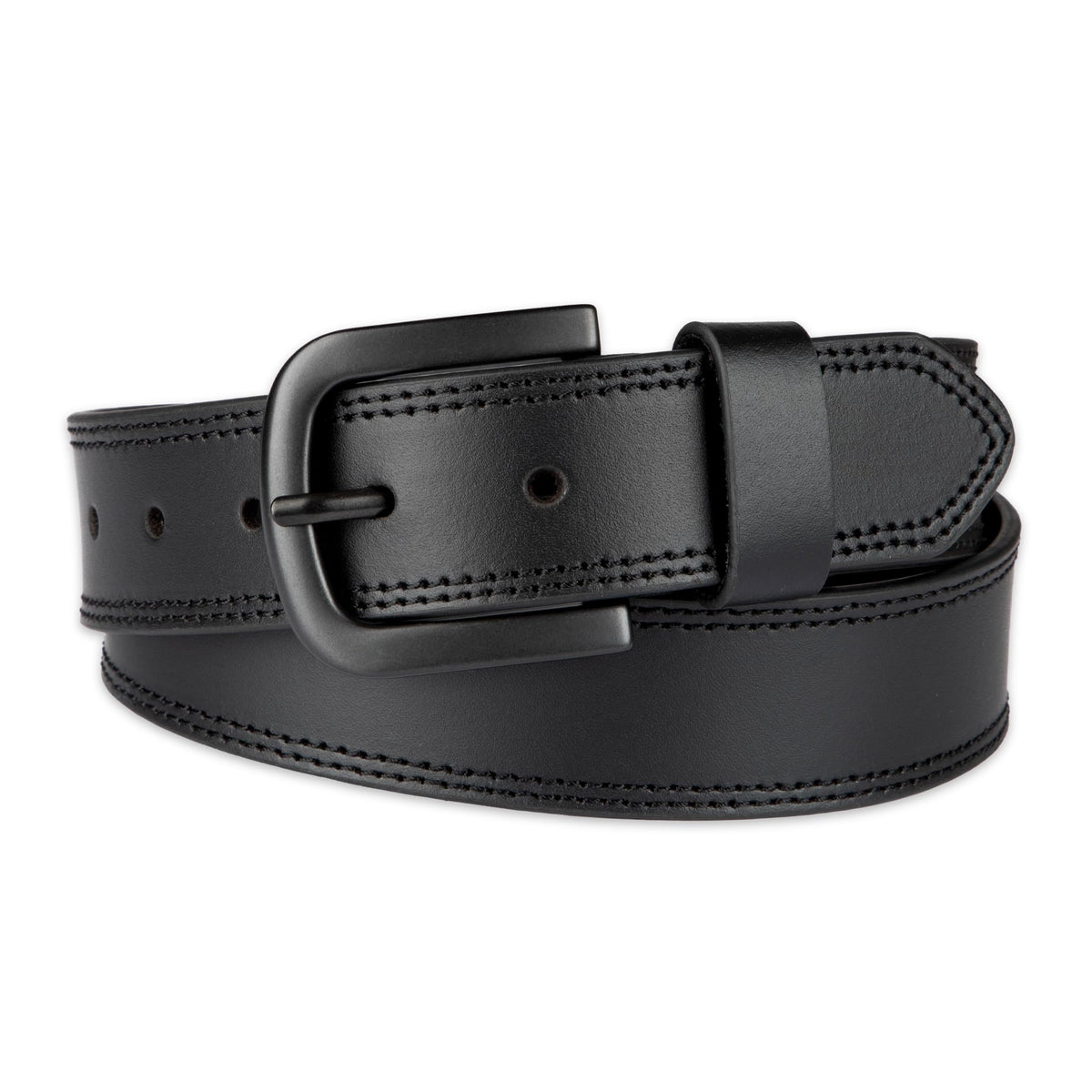 Dickies mens 100% Leather Jeans With Stitch Design and Prong Buckle Belt, Black, 42 Waist 40 US