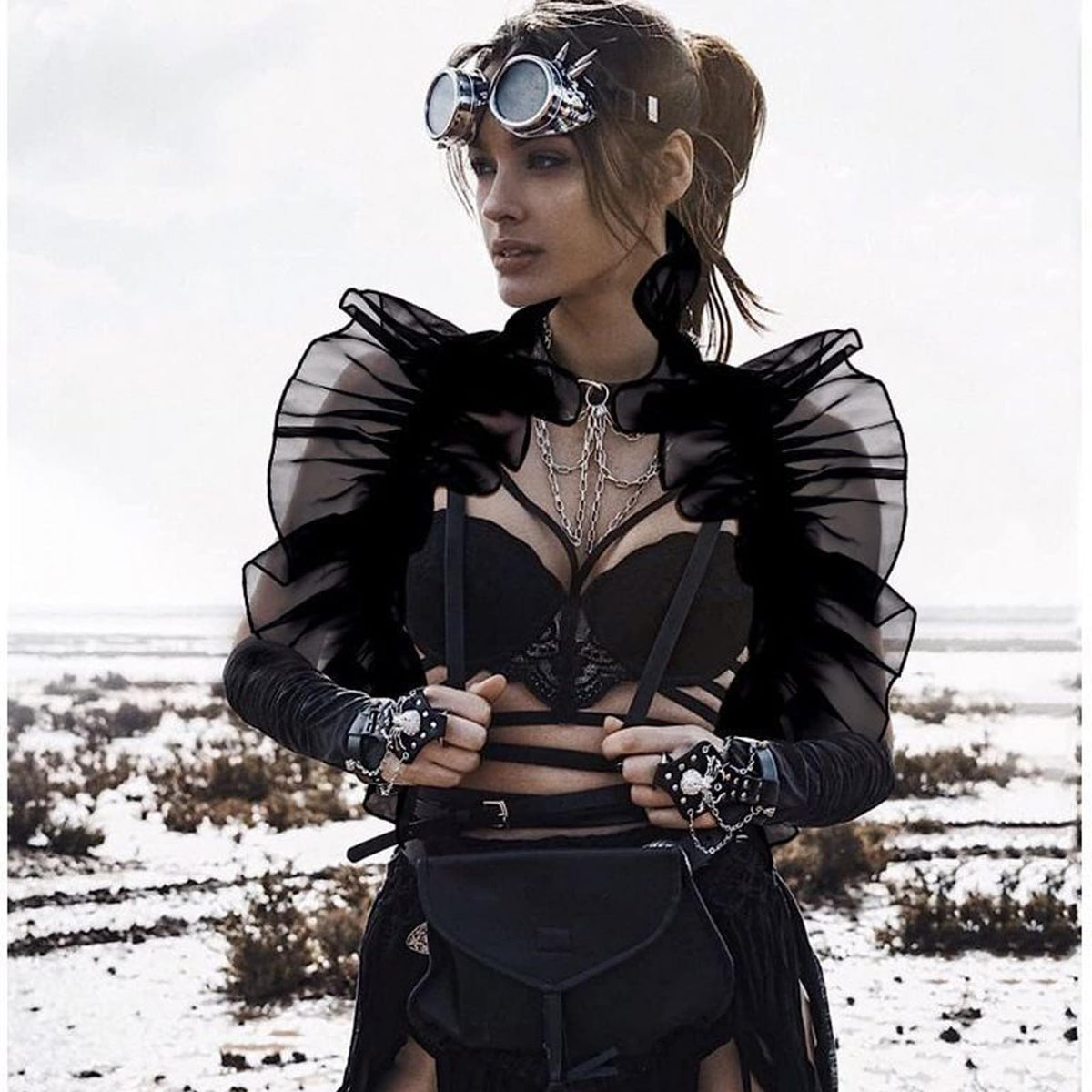 Widyany Punk Black Pu Leather Belt, Harness Belt for Women Gothic Body Adjustable Waist Belts Rave Dresses Party Accessories