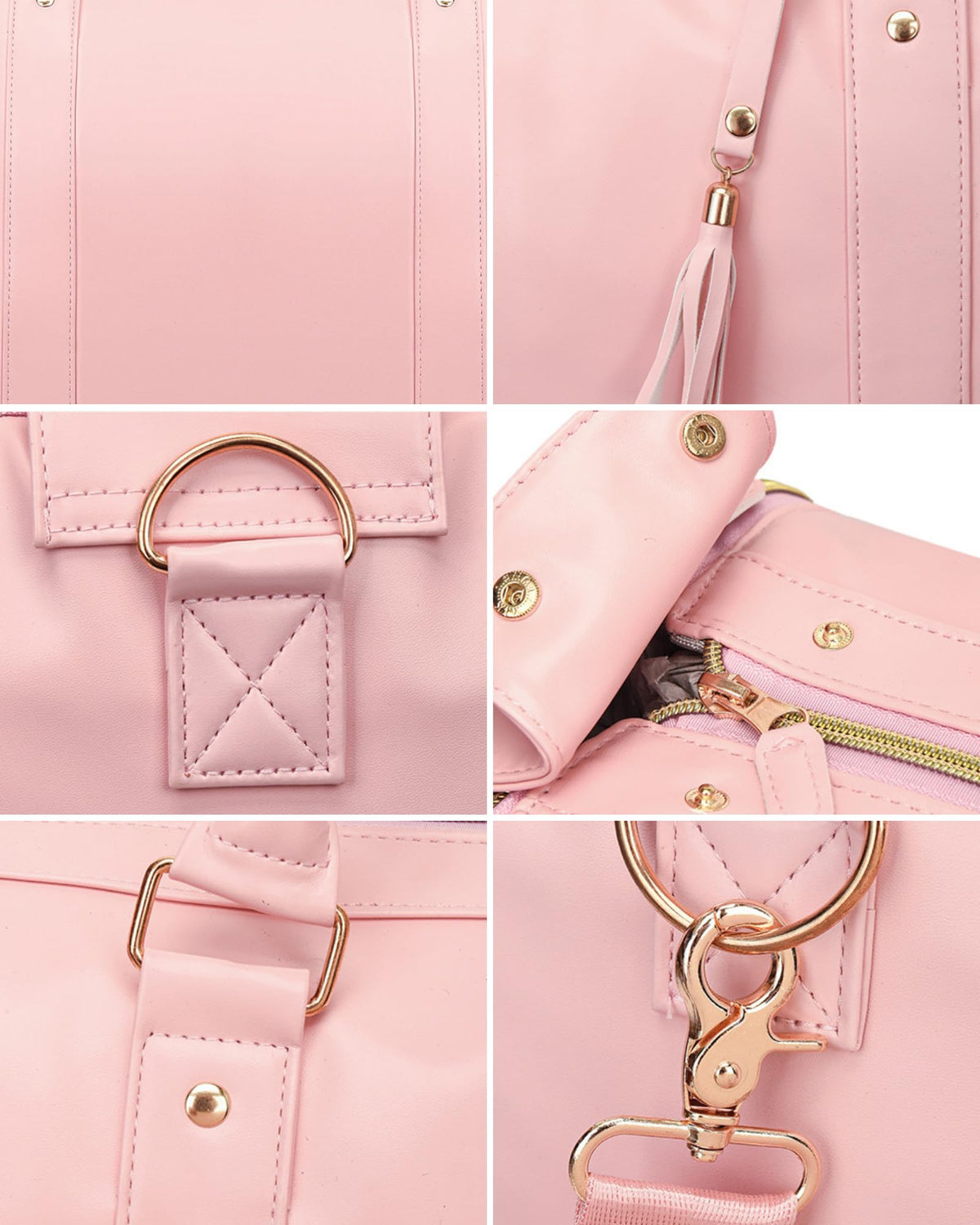Garment Duffle Bag for Travel, 2-in-1 Garment Bags Carry On Hanging Suit Bag, Foldable PU Leather No Wrinkle Dress Bag for Women & Men, Weekender Overnight Business Trip Pink