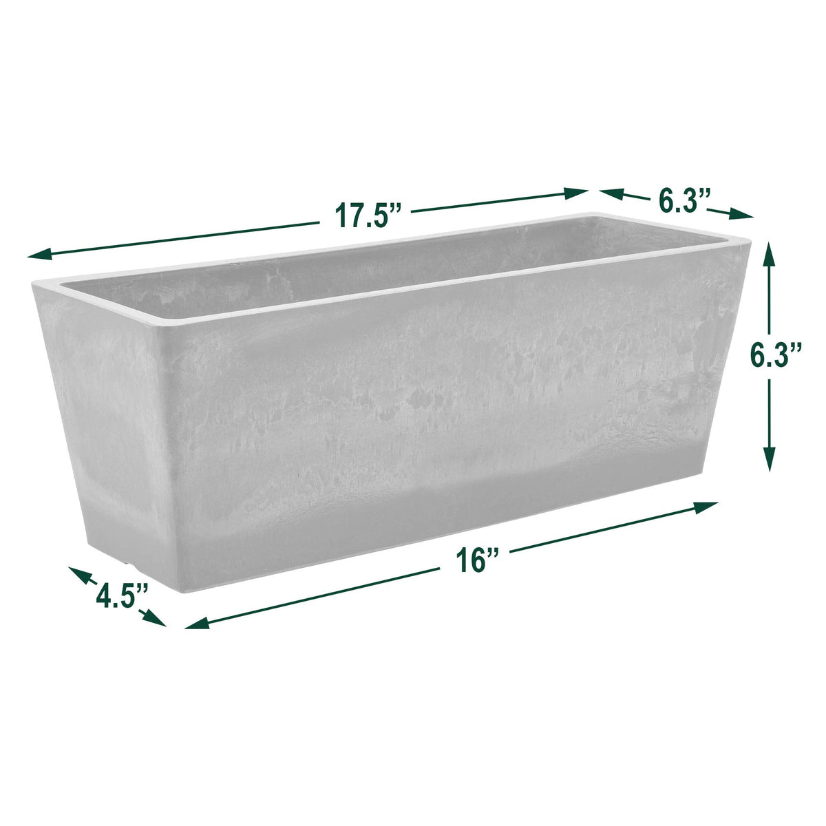 Arcadia Garden Products PSW U45TP Plastic/Stone/Wood Composite Simplicity Window Box, No Drainage Hole (Drillable), 17.5" x 7" x 6", Taupe