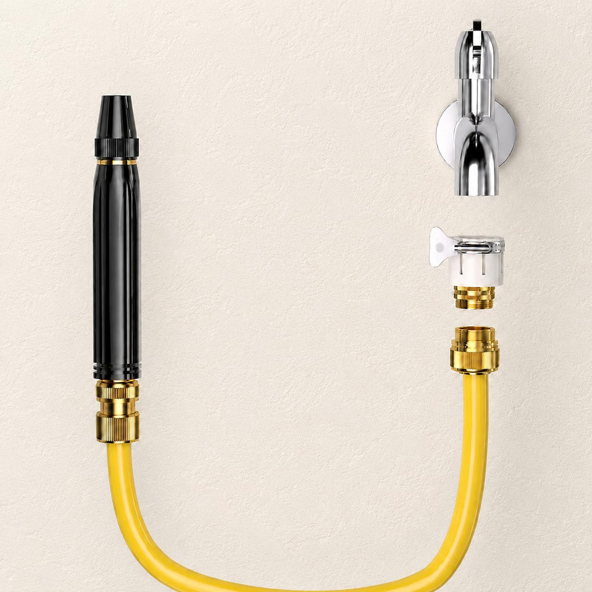 High Pressure Power Washer Nozzle with Metal Connector Set, Garden Hose Sprayer for Car Washing and Outdoor Cleaning, Sturdy Watering and Pressure Cleaning, Compatible with 1/2" Inner Diameter Hoses