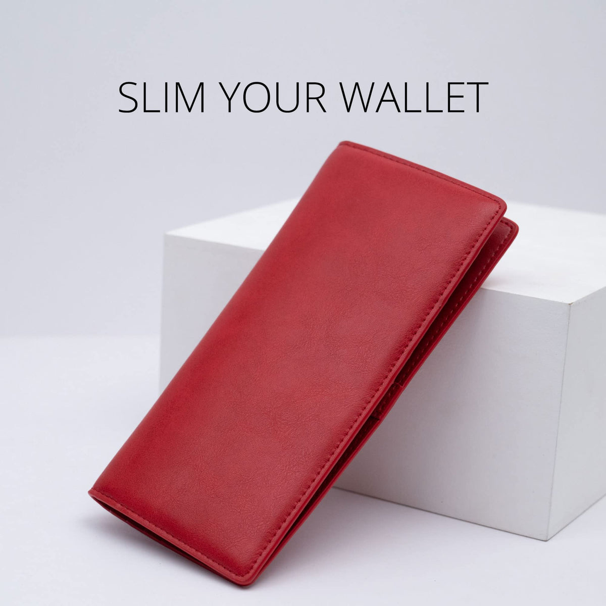Alldaily Ultra Slim Thin Women Wallet RFID Blocking Credit Card Holder Bifold Long Ladies Billfold (Red)