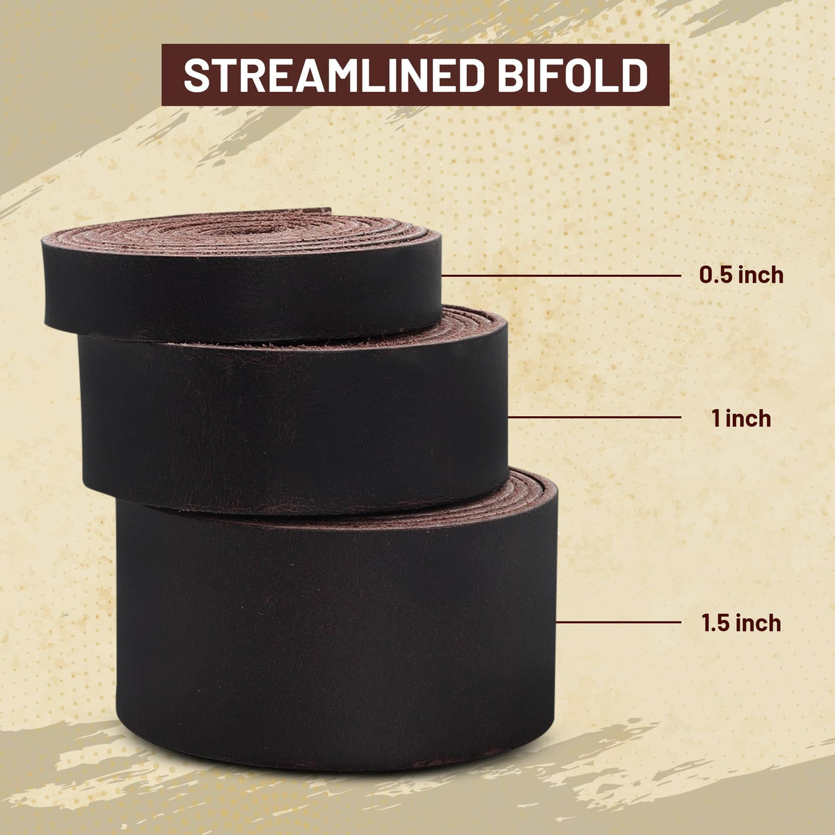 Genuine Buffalo Leather Strap for Crafts - Handcrafted Durable Full Grain Leather Roll - Leathercraft Accessories for Bracelet Making, Belt Making Supplies, Keychains, Dog Collars, & More (1” x 60”)