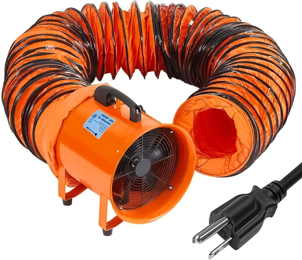 12 in Utility Blower Exhaust Fan with 32.8 ft Duct, 3500 r/min & 3500 CFM Heavy Duty Blower Fan, High Velocity Low Noise Extraction and Ventilation Fan for Ventilating Workshops, Confined Space