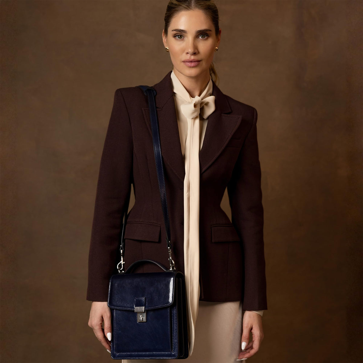 Time Resistance Small Leather Briefcase for Men - Crossbody Bag - Italian Leather Messenger Bag - Gift Box Included