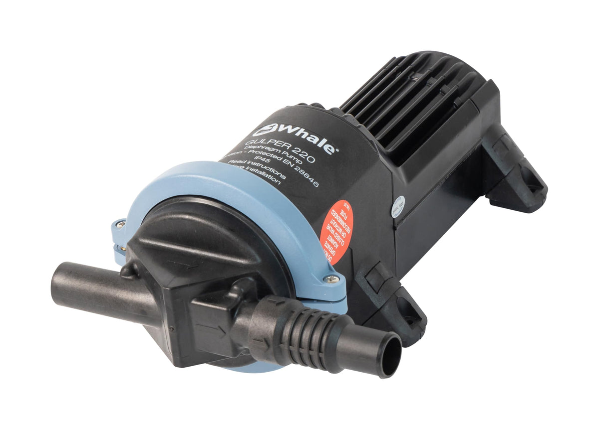 Whale Gulper 220 (24V) Graywater Waste Pump, 3.5 GPM, Virtually Unblockable, Self-Priming, Low Power Draw, BP1554
