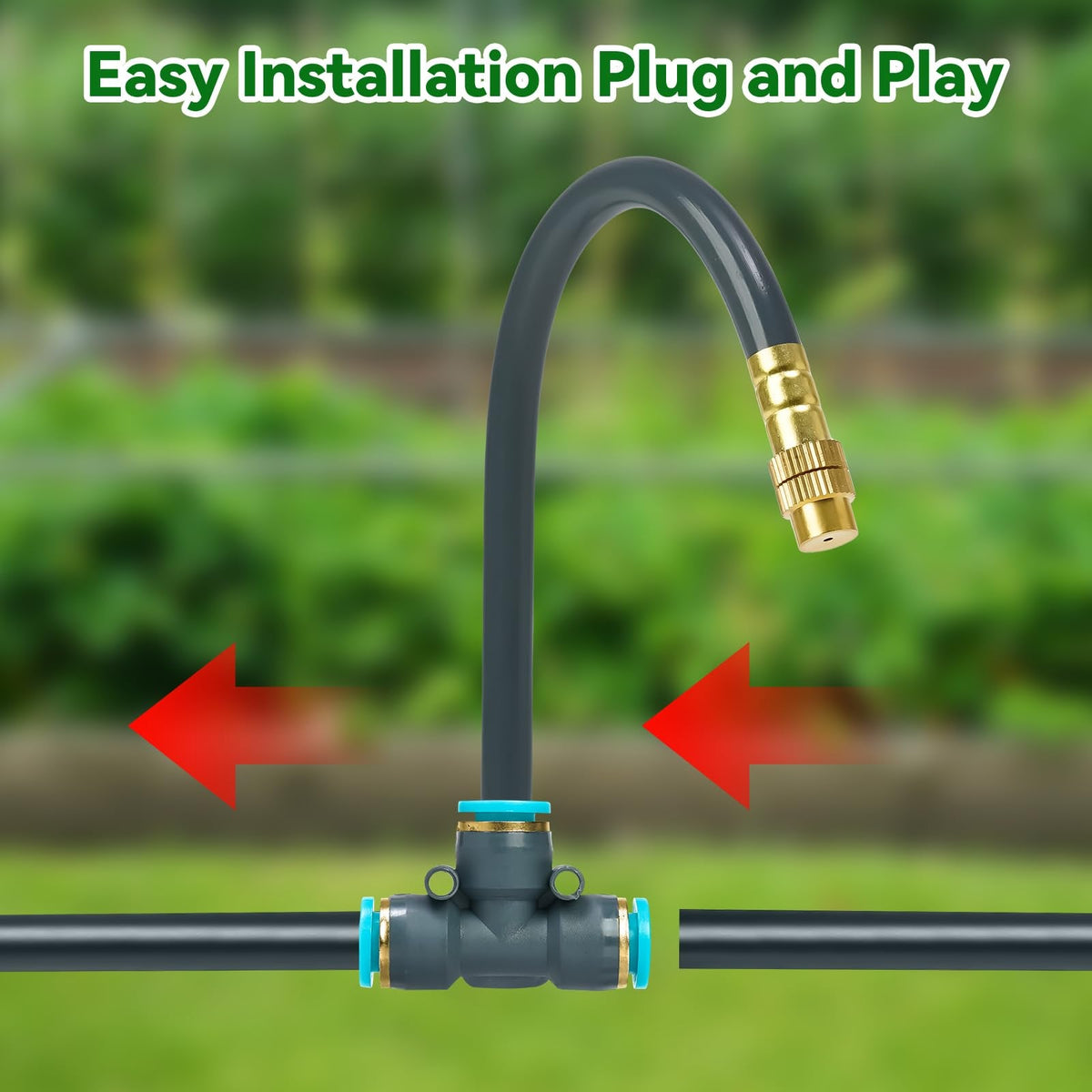 360° Adjustable Drip Irrigation System 100FT,5/16" Garden Watering Kit with 16 Copper Nozzles,82Pcs Drip Irrigation Kit，Automatic Misting Sprinkler System for,Raised Bed, Patio, Lawn & Yard Care
