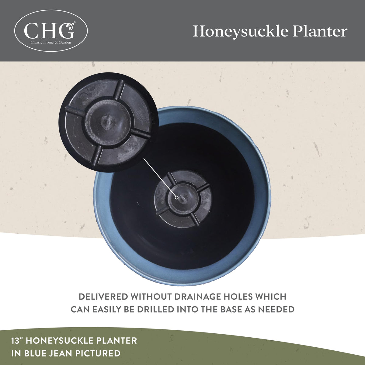 Classic Home and Garden by Growscape Honeysuckle Resin Planters - Lightweight Indoor & Outdoor Plant Pots - UV-Resistant Plastic Flower Pots - Pot Planters for Flowers & Herbs (15" Distressed Copper)