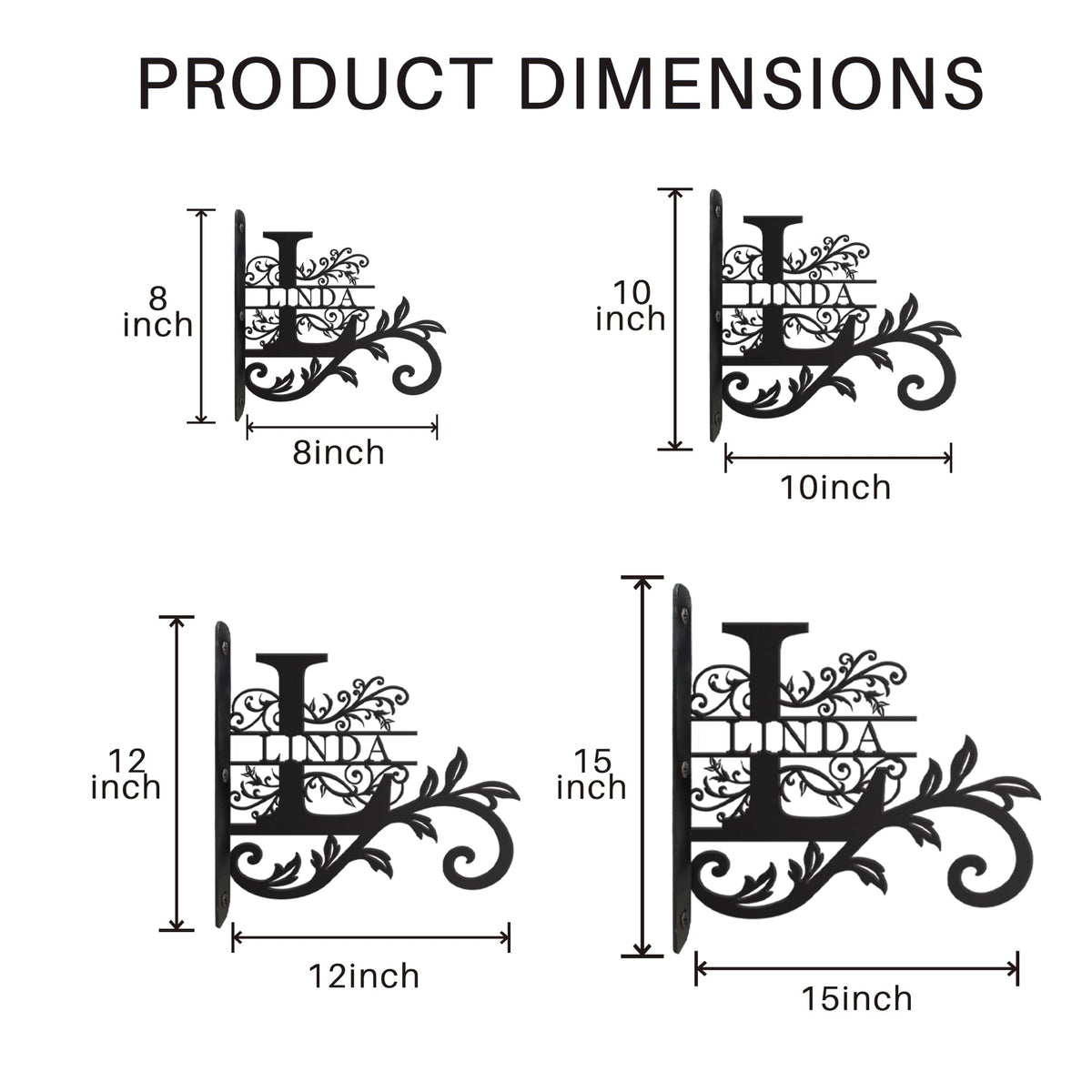 YCHARTSIGN Personalized Metal Plant Hanger Outdoor and Indoor Decor, Custom Hanging Plants Bracket, Plant Hooks for Bird Feeder, Wind Chime, Flower Baskets, Hanging Plant Hooks (Last Name)