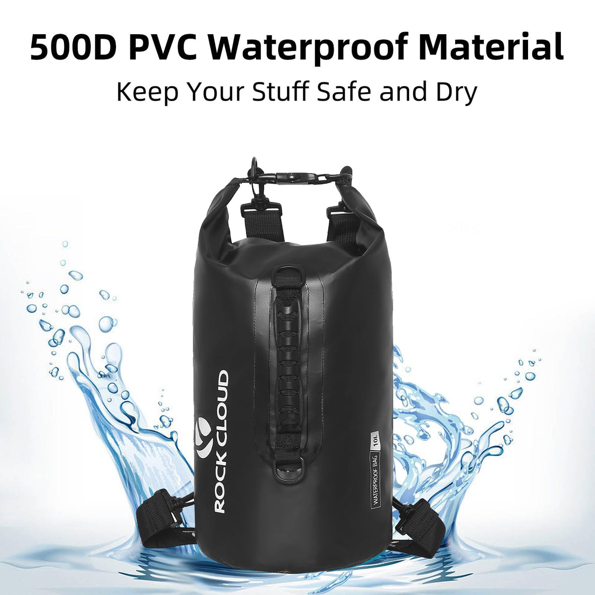ROCK CLOUD Dry Bag Waterproof 10L Dry Sack for Kayaking Rafting Boating Beach Surfing Swimming Canoe Camping Hiking Fishing Ski