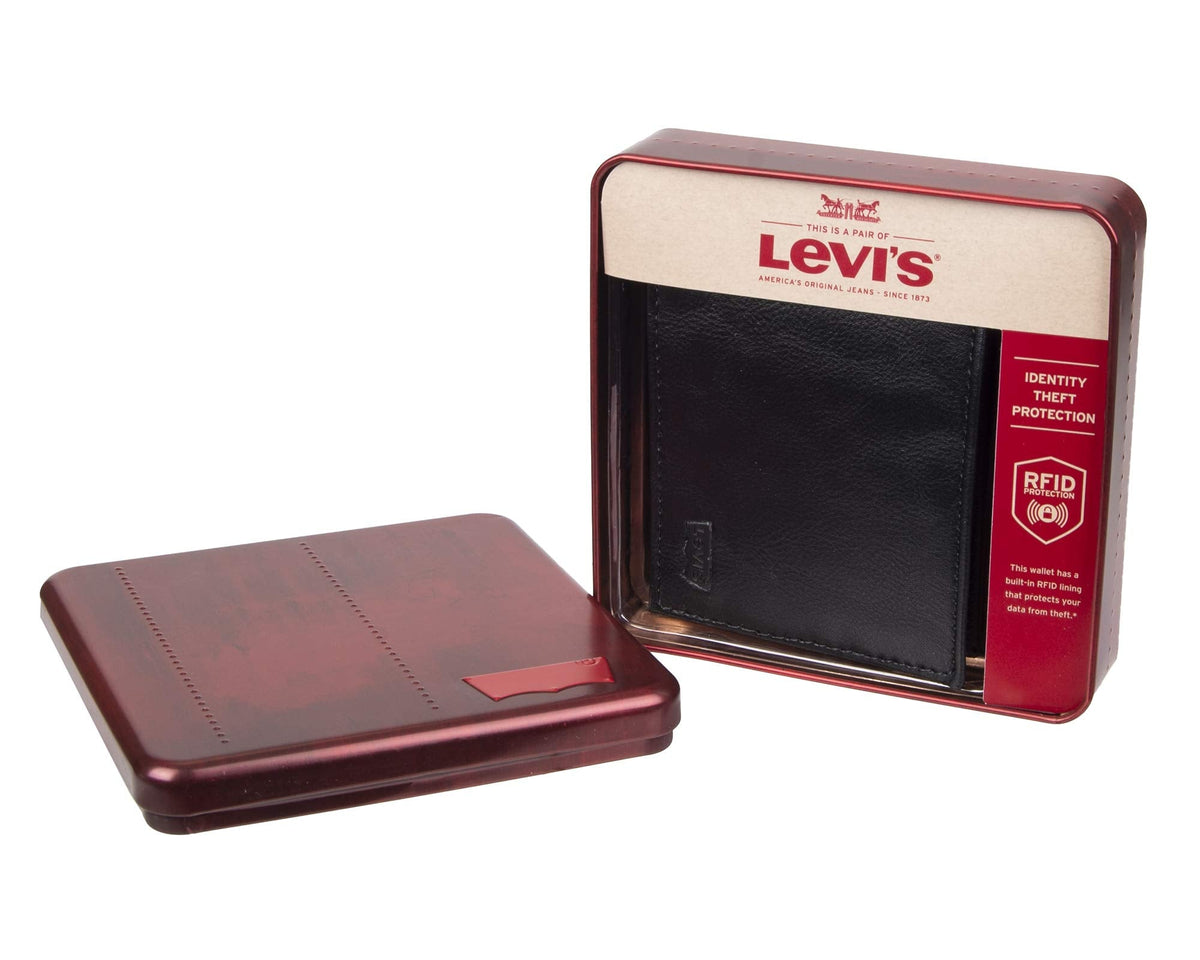 Levi's Men's Extra Capacity Slimfold Wallet, Charcoal Black, One Size