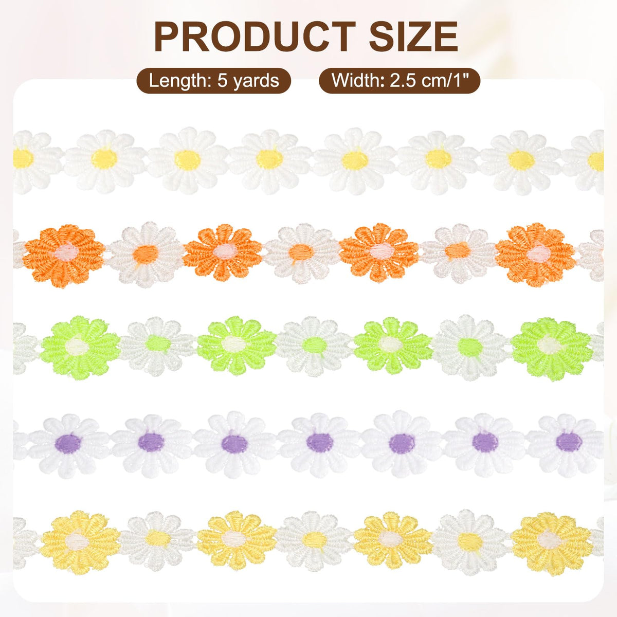 uxcell Flower Lace Trim, 5 Yards 1 Inch Wide Delicate Floral Edge Lace Trim Ribbon DIY Handmade Patchwork Ribbon Sewing Supplies Crafts, White-Purple