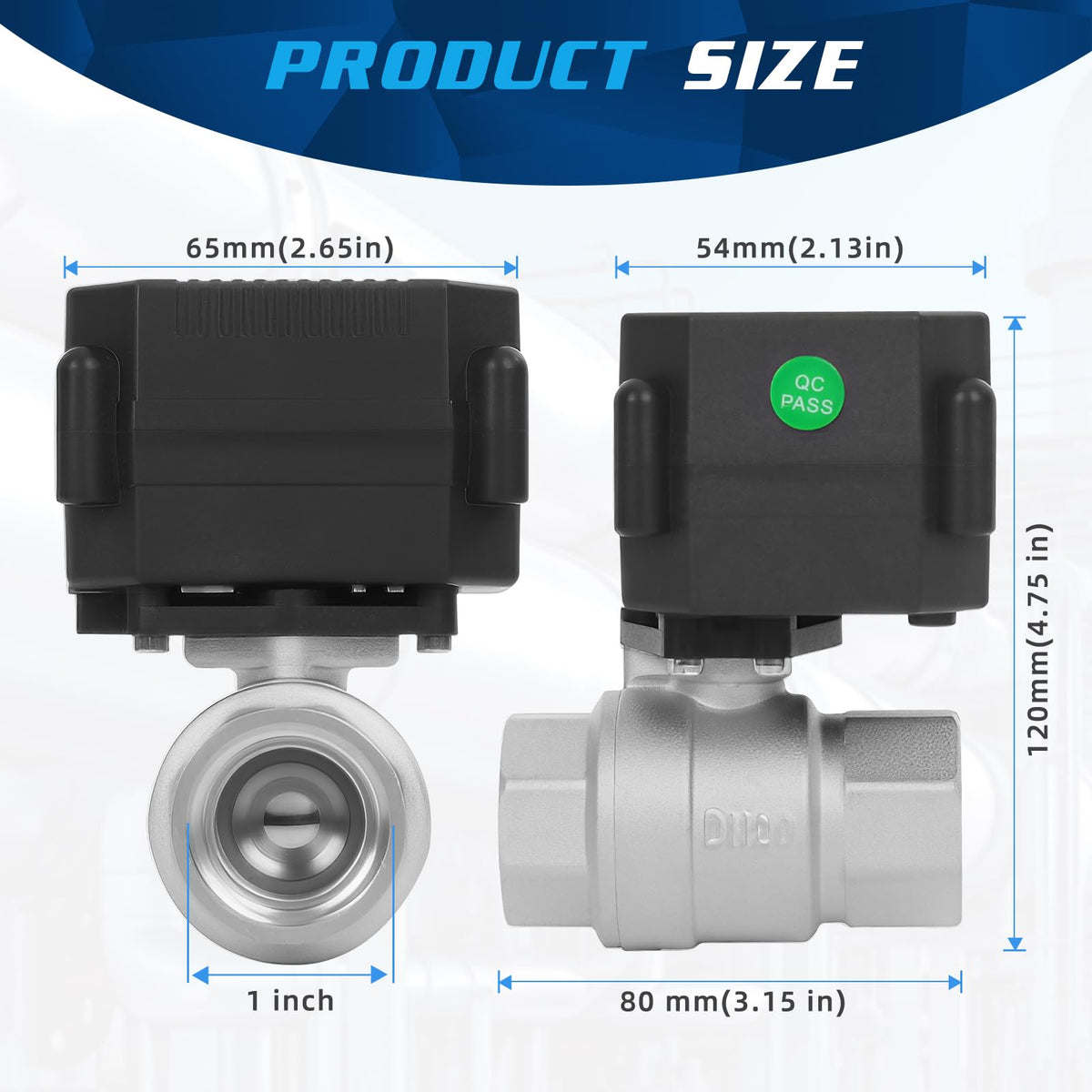 movafaFH 1" Motorized Ball Valve - 9-24V AC/DC Electric Water Valve 2 Wire Auto Return,with Full Port,Stainless Steel
