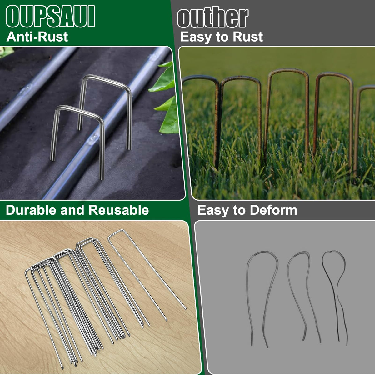 12 Inch Galvanized Landscape Staples Stakes, 25/50/100/200/12pcs Garden Metal Stakes for Weed Barrier Fabric, Fence Stakes, Tent Stakes, Christmas Decorations (12pcs)