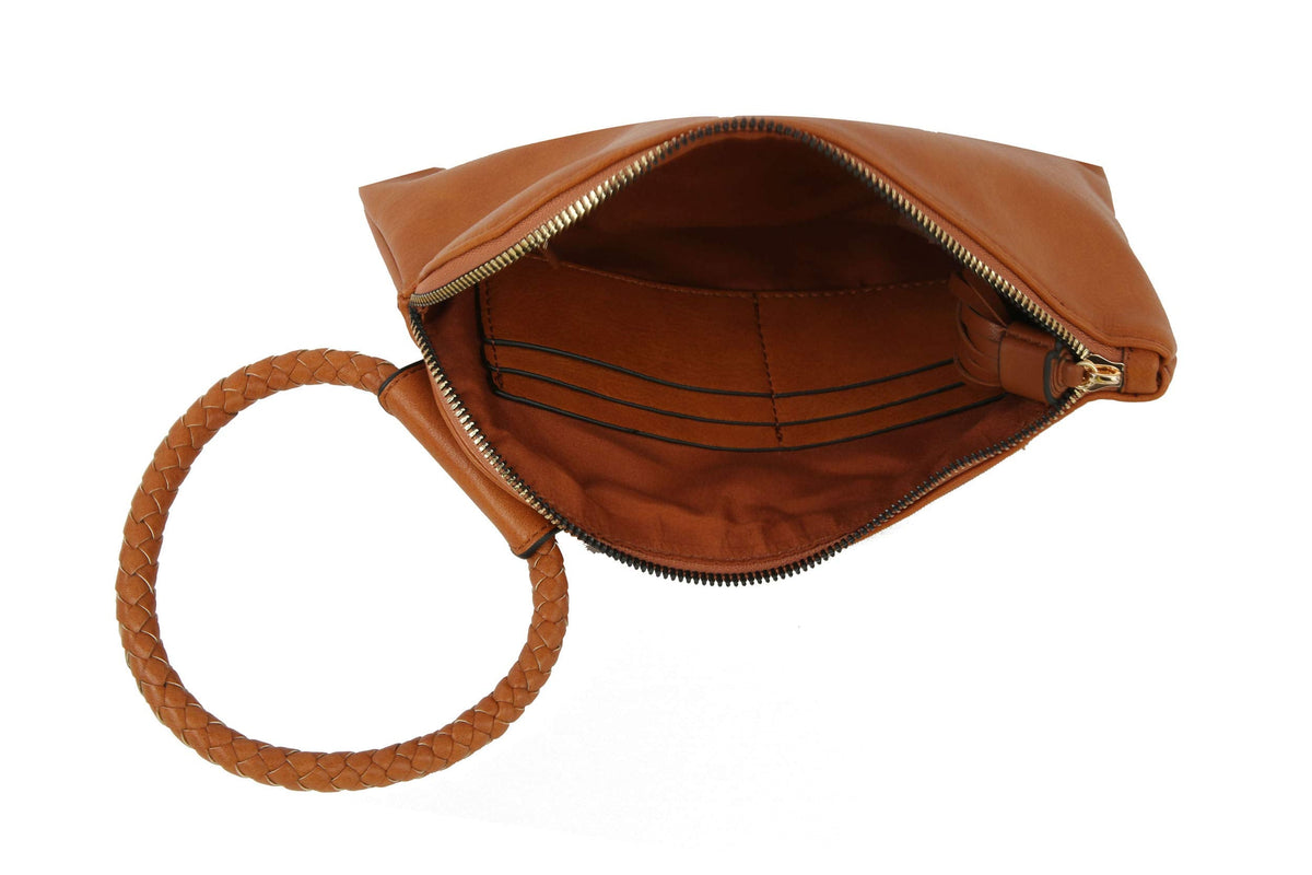 Womens Clutch Purse Wristlet Wallet Evening w/Hand Strap Casual Formal Vegan Leather - Metro Muse (Brown)