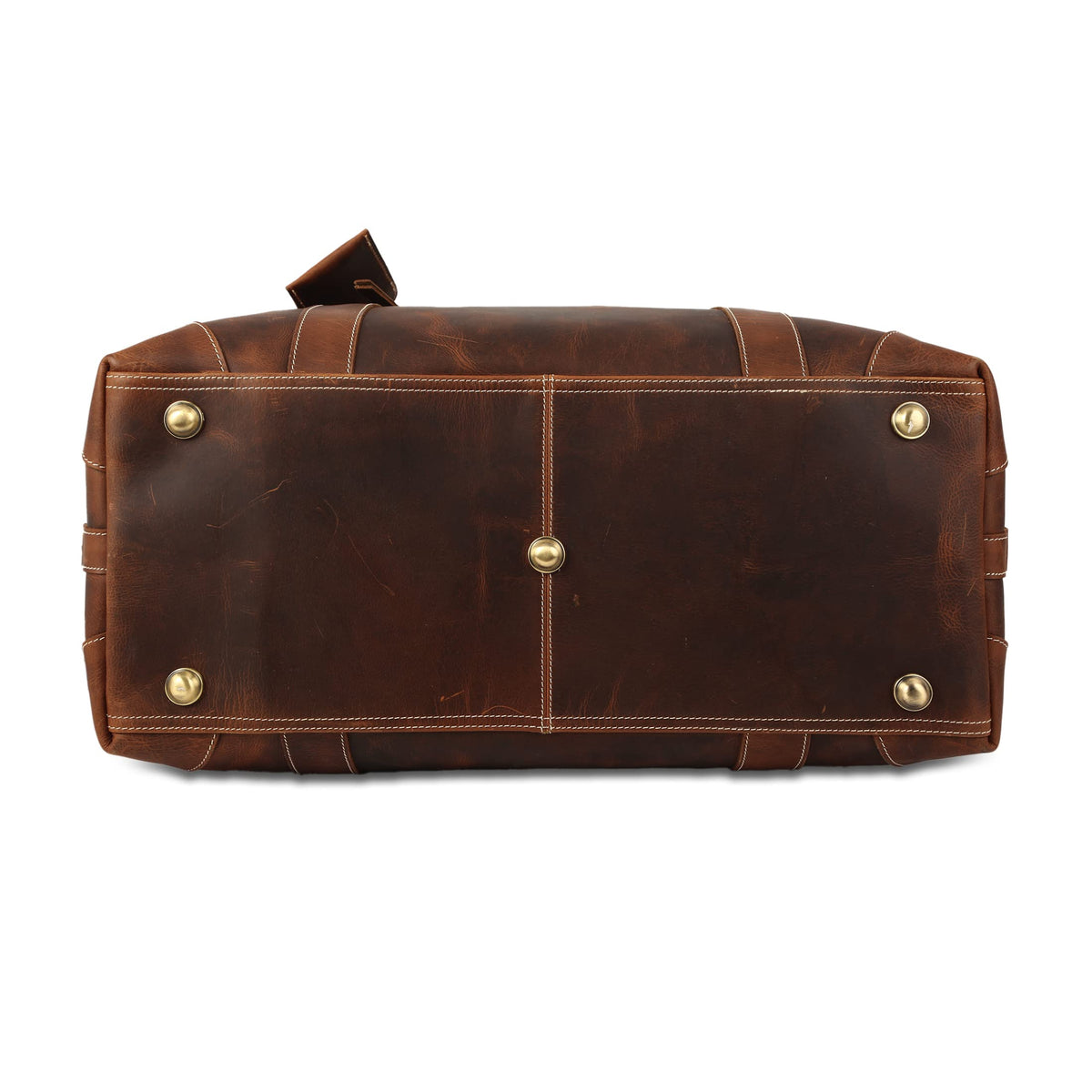 KomalC Leather Travel Duffle Bags for Men and Women Overnight Weekend Bag, Sports Gym Duffel (Dark Tan)