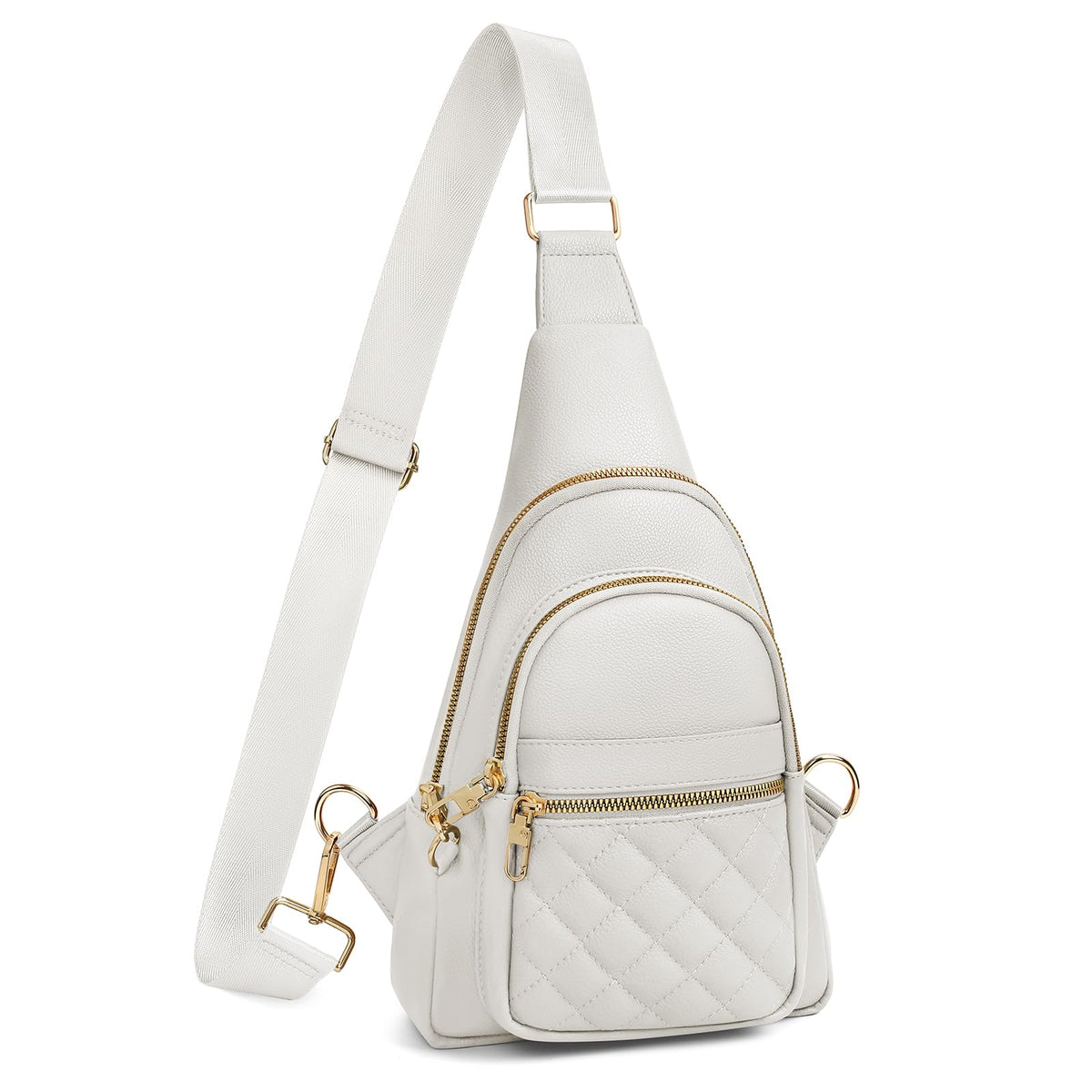 JASGOOD Women Anti-theft Crossbody Sling Bag, Leather Chest Bag Sling Backpack for Fashion Travel,White