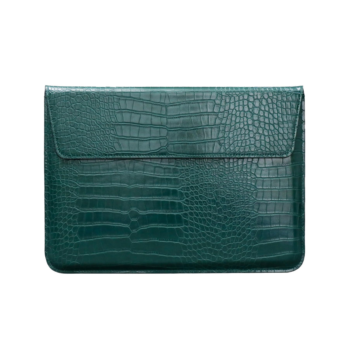 Lunivop Laptop Envelope Pouch for MacBook 13-14-inch (M1/M2) 2016-2022 MacBook Neo 13" Pro 14" Air 13 inch (M2/M3/M4/M5) 2022-2026 Crocodile Grain PU Leather with Stand Laptop Sleeve Case (Green)