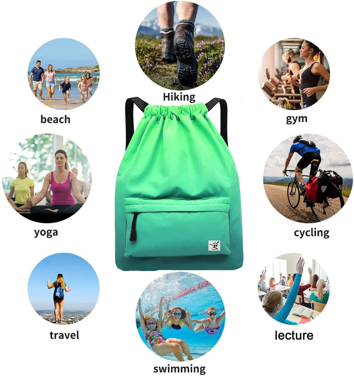 Risefit Waterproof Drawstring Bag, Gym Bag Sackpack Sports Backpack for Men Women