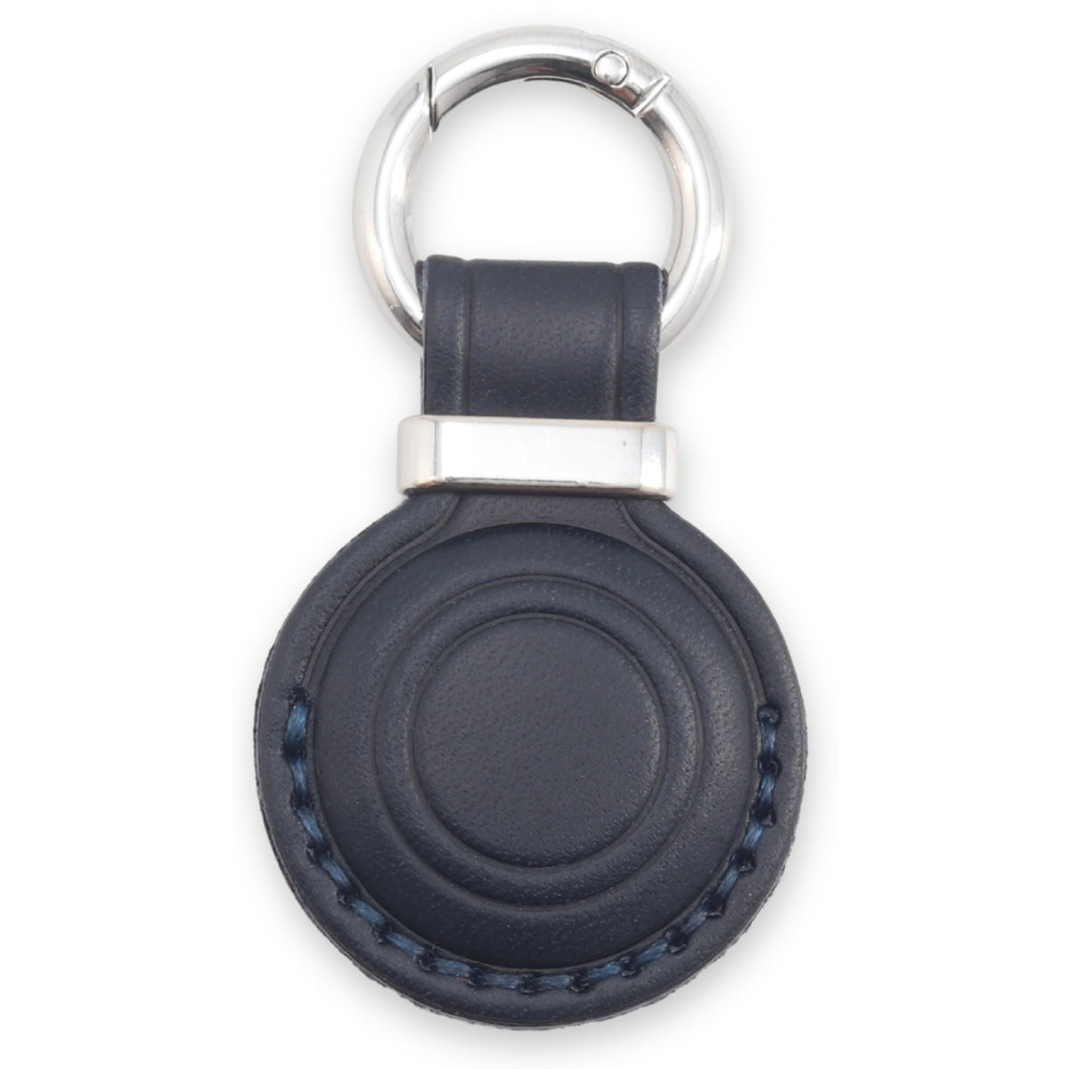 Toprank Leather AirTag Holder Keychain – Full Grain Leather Case Compatible with Apple AirTag, Hidden Secure Design, Slim Protective Cover (Navy Blue)