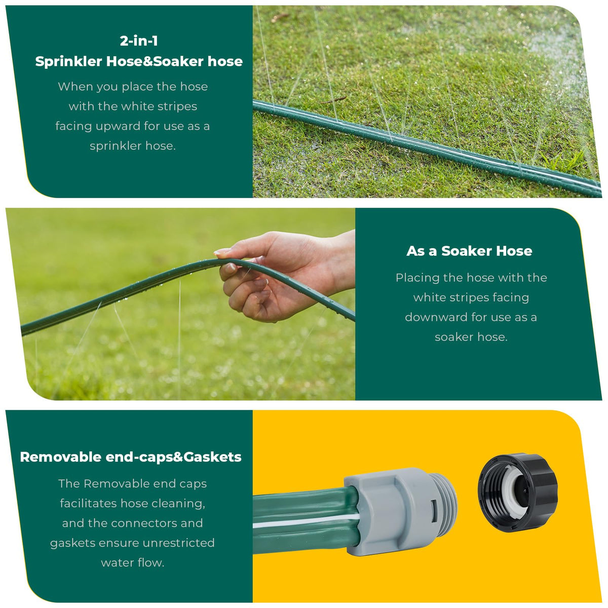 DXront Sprinkler Soaker Hose 25ft 2Pack for Garden Lawn, Watering Pipe with Holes, High-Efficiency Water-Saving Garden Irrigation System, Drip Hose Sprinkler