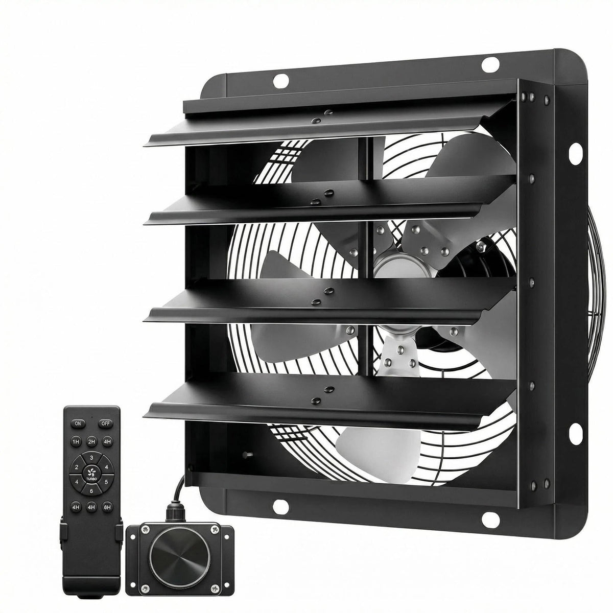 DeebooTEK 12 Inch EC Motor Exhaust Fan - 1580 CFM Wall Mounted Shutter Fan with Stepless Controller, Ultra Quiet, Pure Copper, for Whole House Greenhouse Grow Room Garage Attic