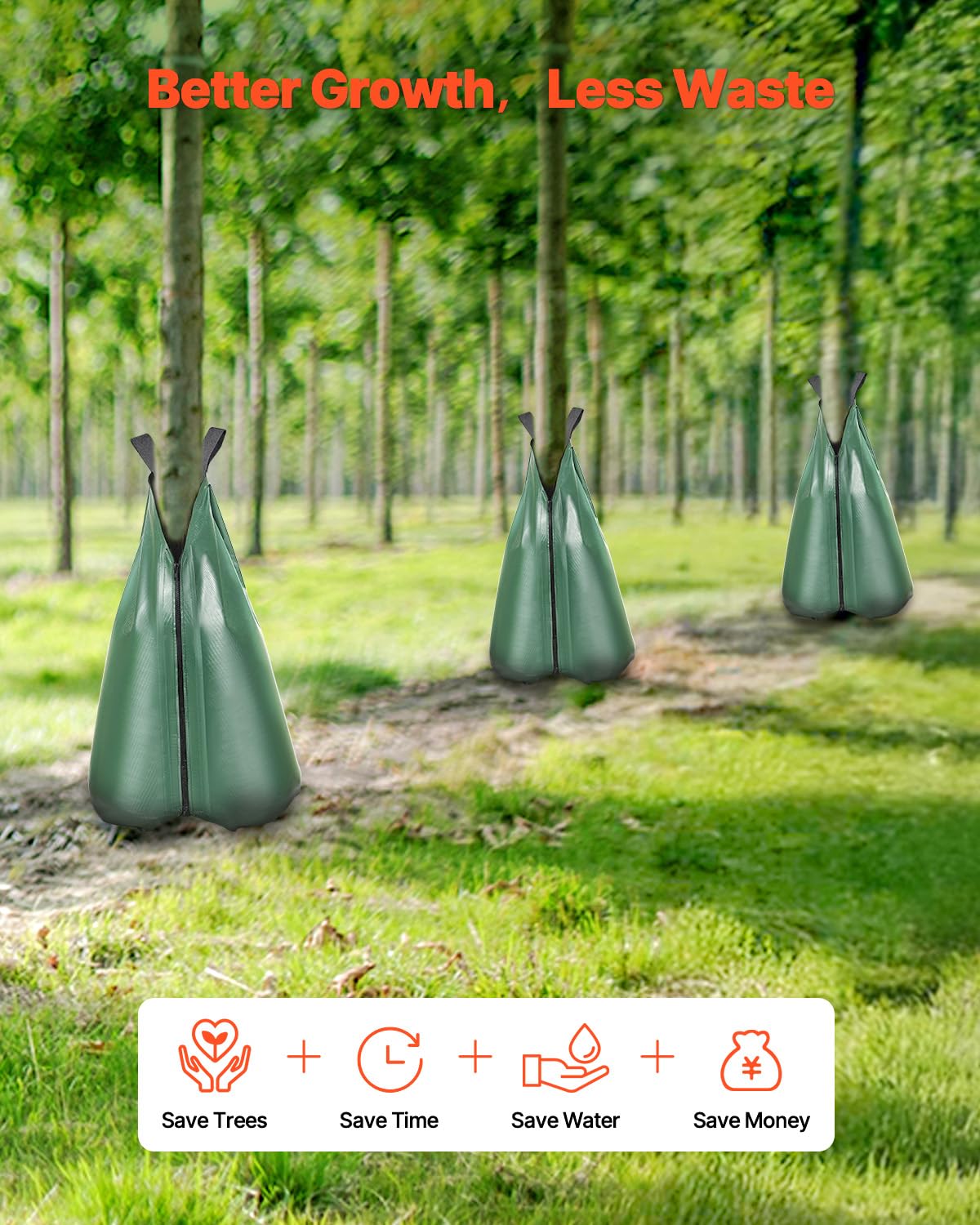 VEVOR 4 Pack 20 Gallons Tree Watering Bag, Slow Release Tree Watering Bags, Refillable Tree Drip Irrigation Water Bags for Trees, Durable Tree Watering System for Deep Root Targeting