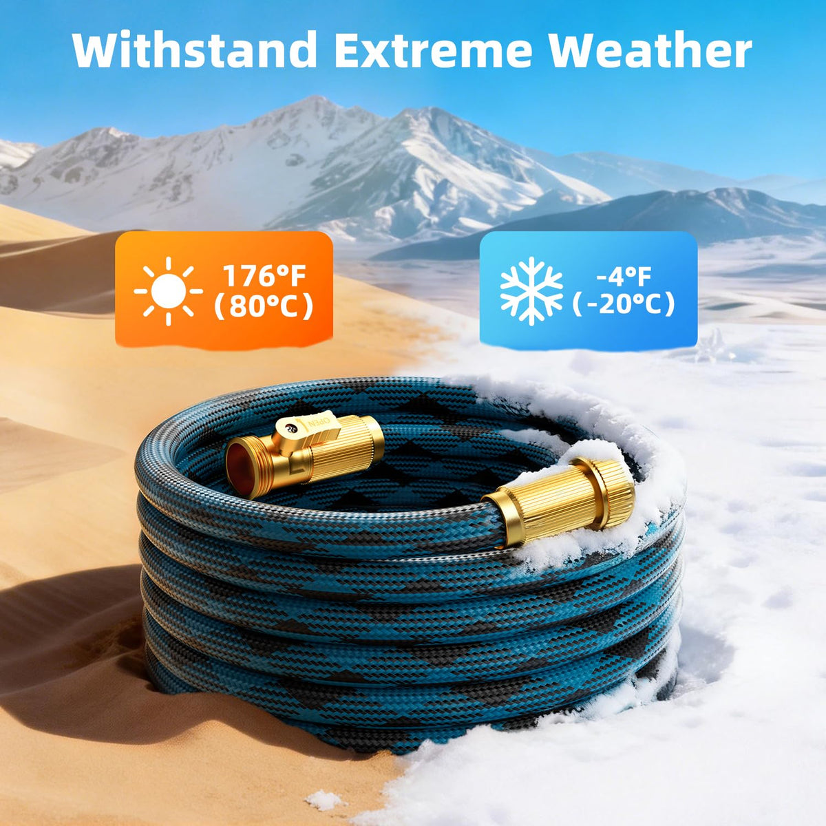 Garden Hose, Non-Expandable Water Hose 100ft, Flexible, Kink & Leak Proof Water Pipe with 10-Function Spray Nozzle, Lightweight Outdoor Hose for Yard, Lawn, Car Wash, RV and Home Use