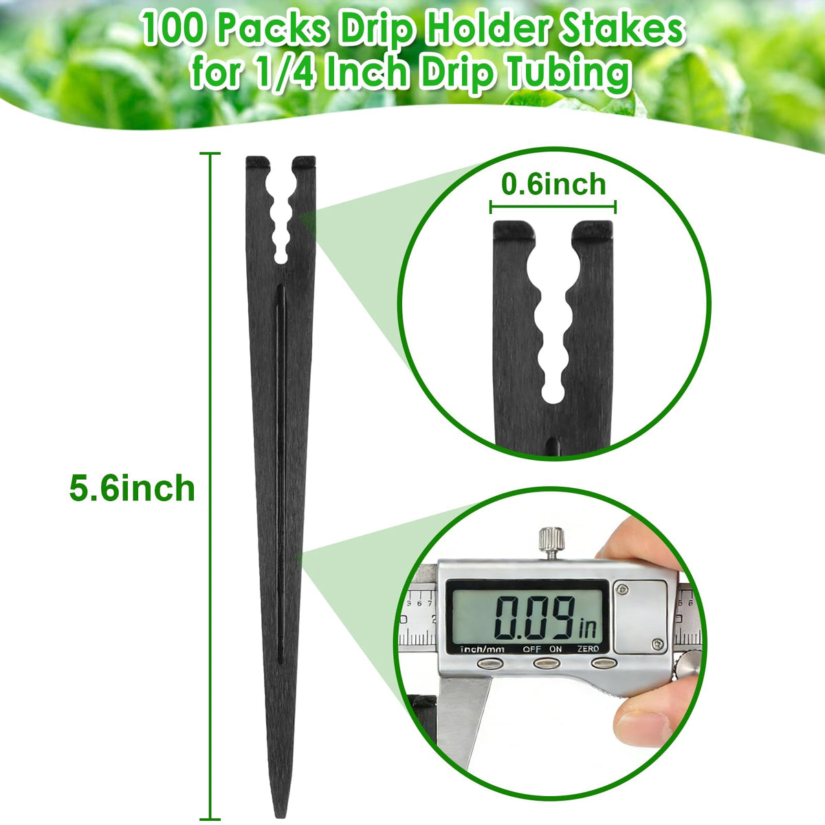 Kepmix 100 Pieces Drip Irrigation Support Stakes for 1/4 Inch Tubing, Plastic 1/4'' Drip Tube Holder Stakes for Irrigation Hose Emitter Support Garden Greenhouse Drip Supplies, 5.6-Inch Long