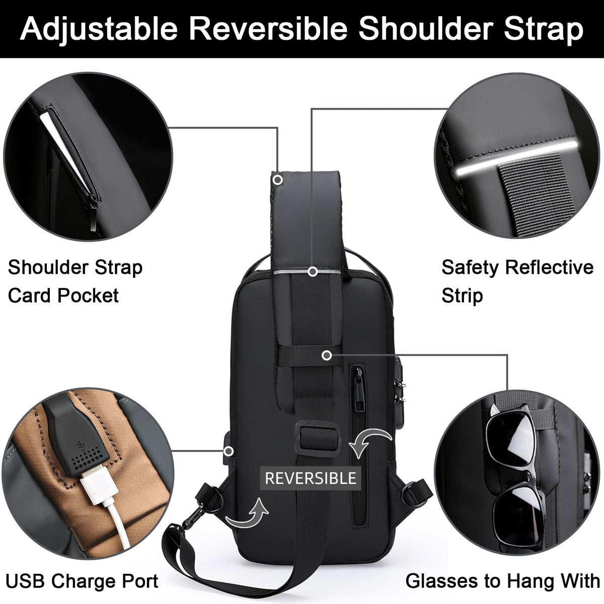 ISDULA Sling Bag for Men Anti Theft Crossbody Shoulder Bag PU Leather USB Chest Backpack for Daily Use Travel (Brown)