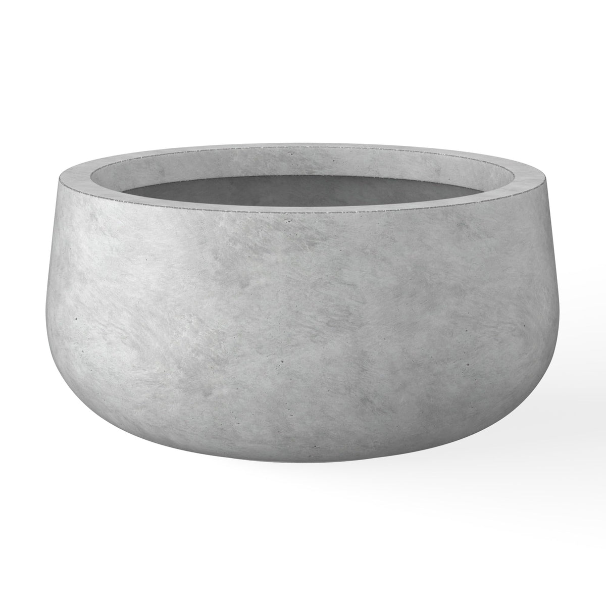 Kante 11.8" Dia Round Concrete Planter, Cement Plant Pots with Drainage Hole and Rubber Plug for Outdoor Indoor Garden Home, Modern Curvaceous Design, Natural Concrete