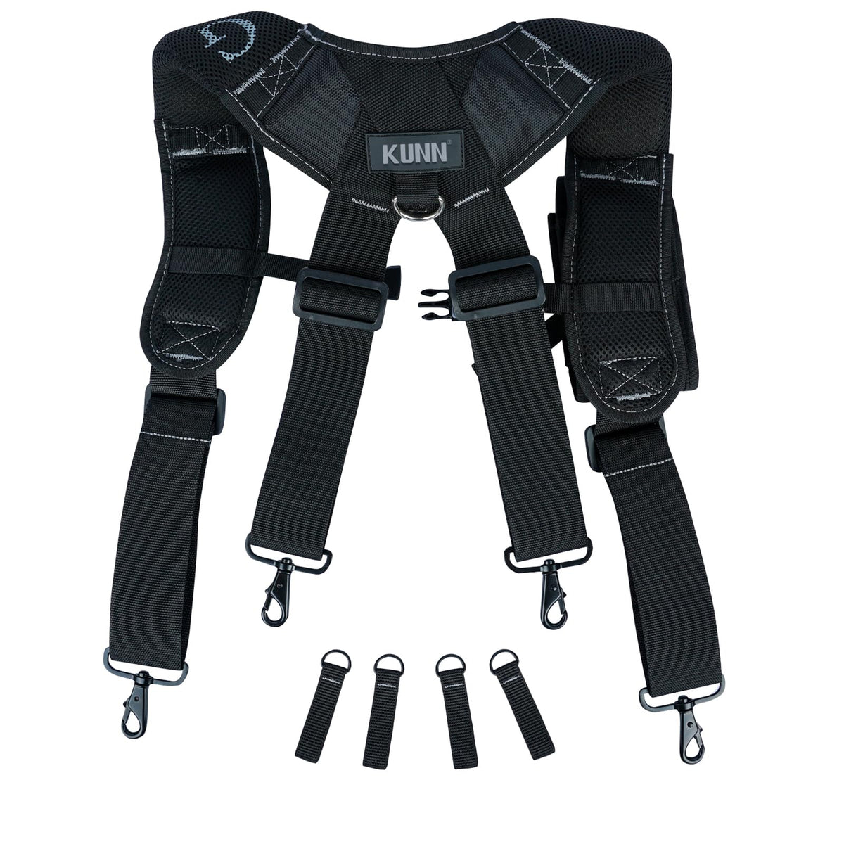 KUNN Tool Belt Suspenders Padded Construction Belt Harness with Gel Shoulder Strap Detachable Phone Holder,4 Tool Belt Loops
