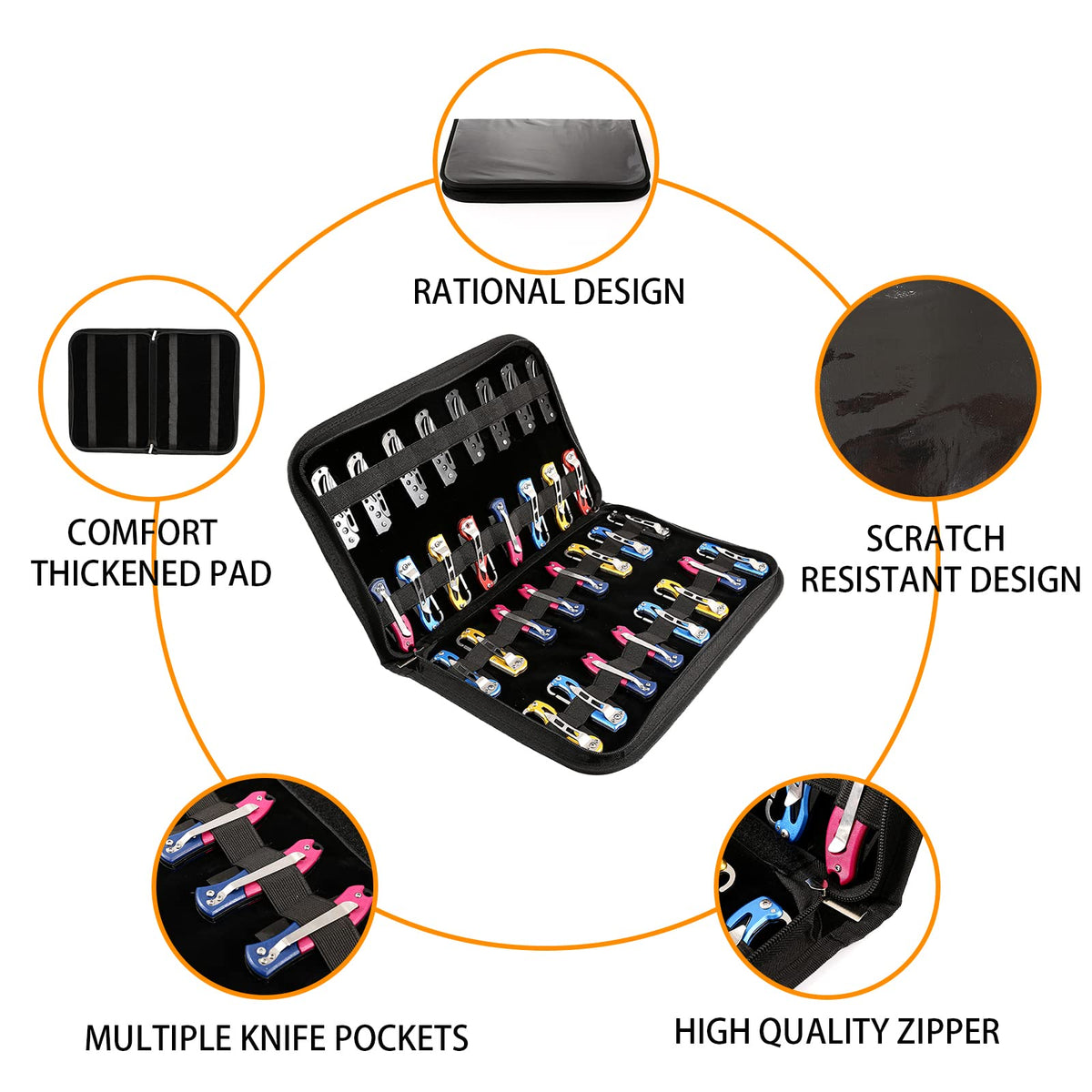 QEES Knife Case,Knife Display Case for 32 Slots Pocket Knives,Knife Organizer Folding Knife Holder,Pocket Knife Storage Collection Box for Men Survival,Outdoor, Kitchen, EDC Mini Knife.