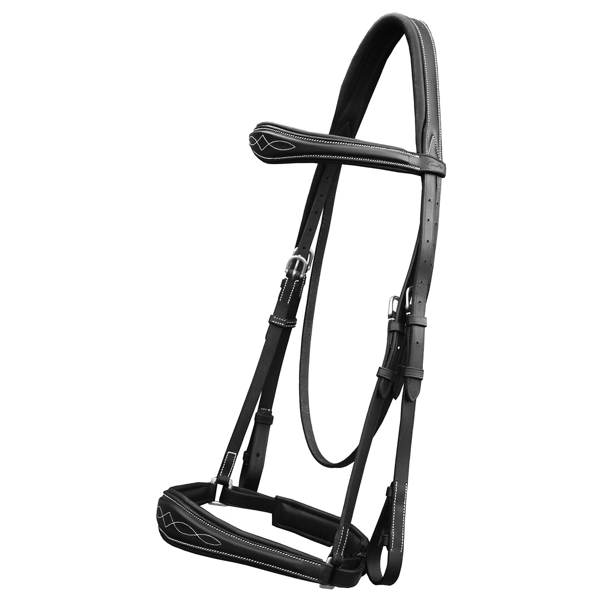 Exion Dressage Horse Bridle: Soft Lining, Anatomic Shape & Designer Stitching on Browband and Noseband Comes with Web Reins Equipped with a Hand-Stopper | Dressage Bridle for Horses