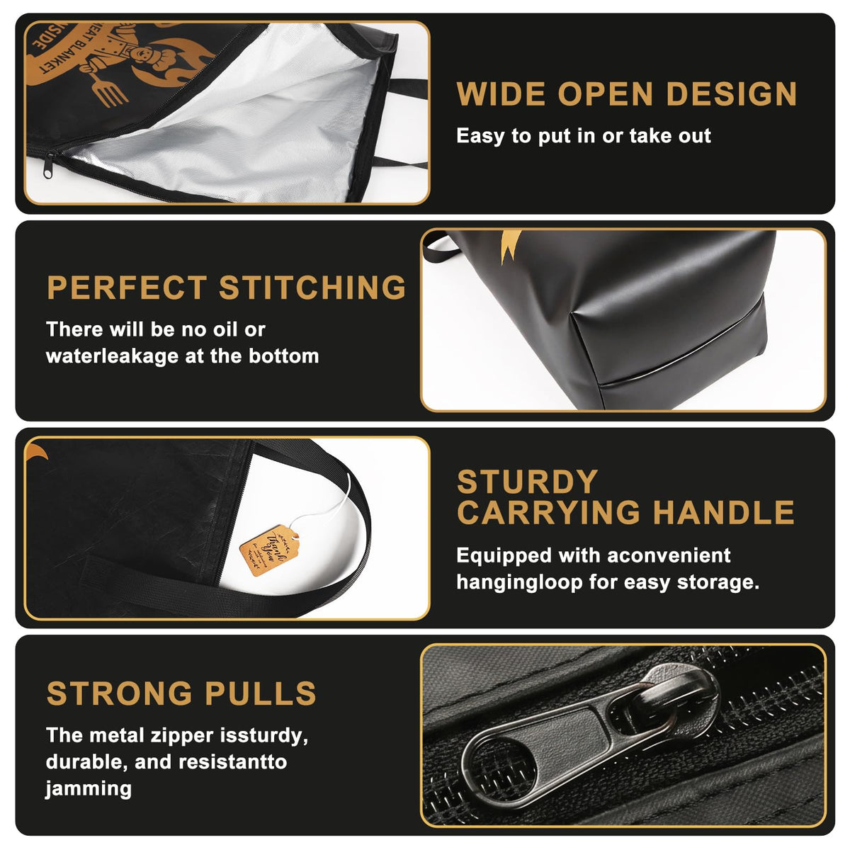 Allinside BBQ Blanket for Resting Meat - Extra Large Insulated Meat Resting Bag with 2 Meat Shredder Claws, 2 Silicone Heat-Resistant Gloves, Greeting Card & Lanyard | Reusable Grilling Accessory