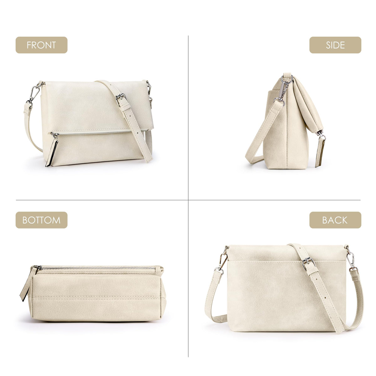 KALIDI Vintage Vegan Leather Crossbody Bag PU Shoulder Bag Handbag Multiple Pockets Adjustable Removable Strap Women