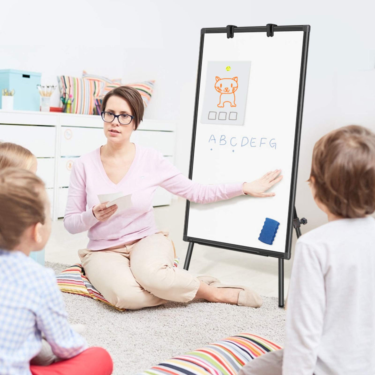 Easel Whiteboard - Magnetic Portable Dry Erase Easel Board 36 x 24 Tripod Whiteboard Height Adjustable Flipchart Easel Stand White Board for Office or Teaching at Home & Classroom (Black)