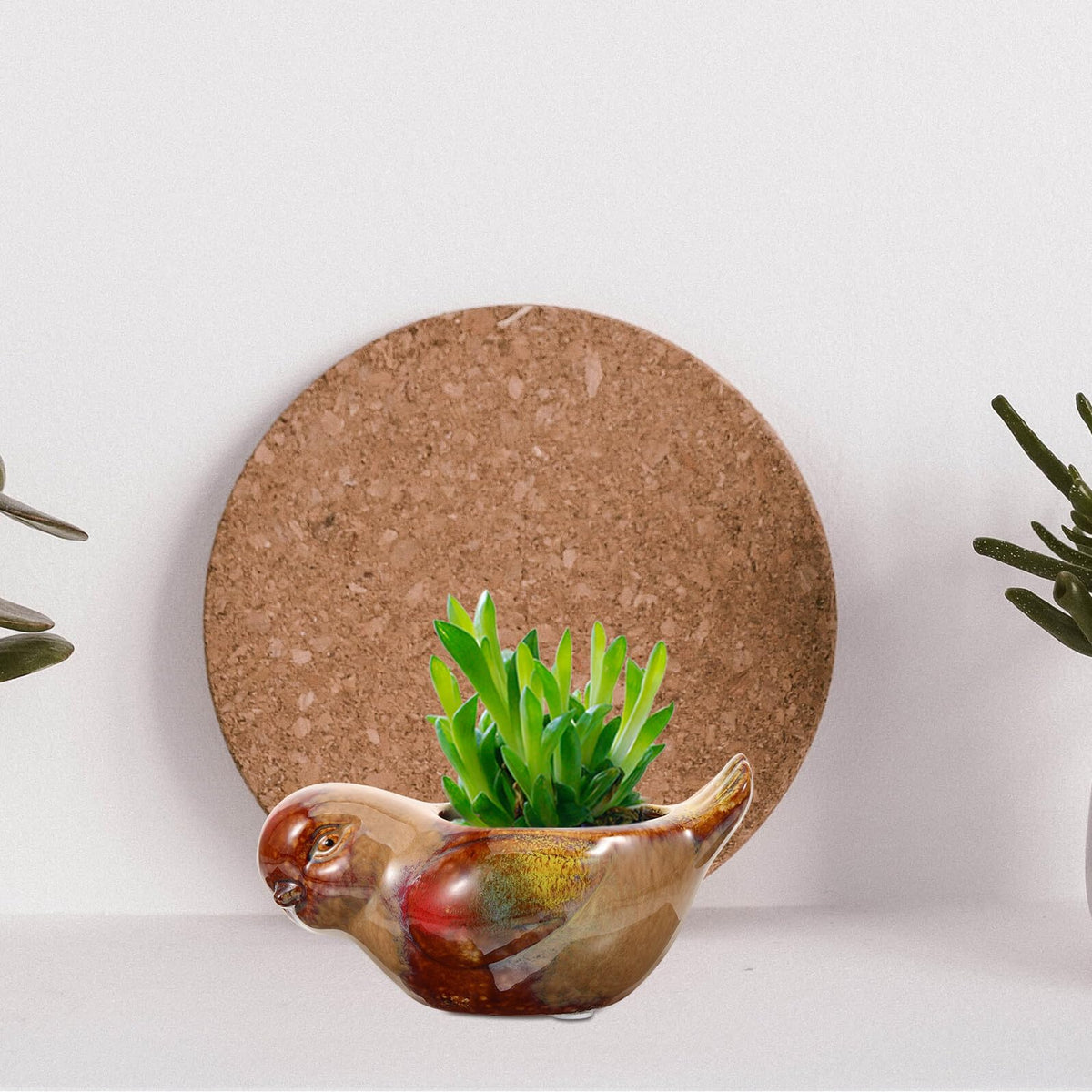Abaodam Ceramic Succulent Planter Pot with Bird Shape for Indoor Plants, Glazed Pottery Flowerpot for Balcony Garden, Sturdy Ceramic Pot for Succulents and Cacti