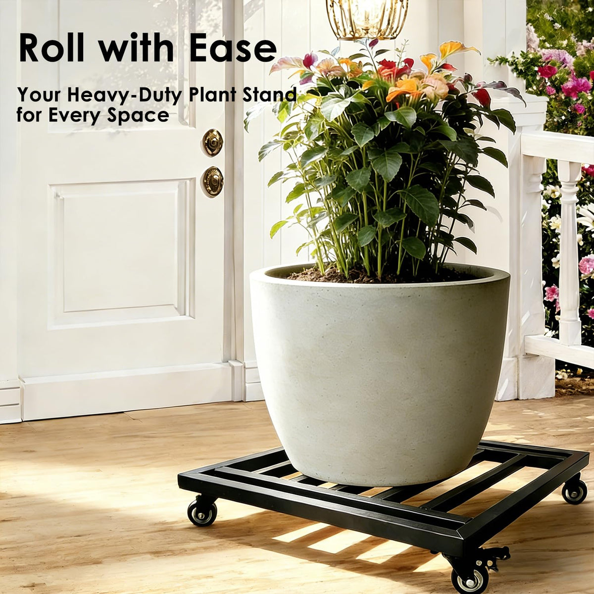 Hongsane 22" Plant Caddy with Wheels Heavy Duty,600Lbs Large Metal Plant Rollers with Wheels,Rolling Square Plant Stand with Industrial Casters,Rust-Proof Plant Dolly for Large Planters,Pots,2-Pack