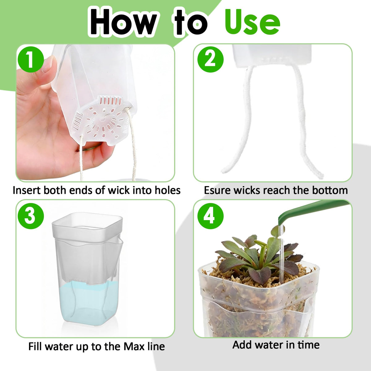 ROJMMFOL 12Pcs Self Watering Pots, 2in Self Watering Pots for Indoor Plants, Mini Clear Plant Pots with Cotton Wick, Double-Layer Design, Perfect for Succulents, Herbs, Green Plants