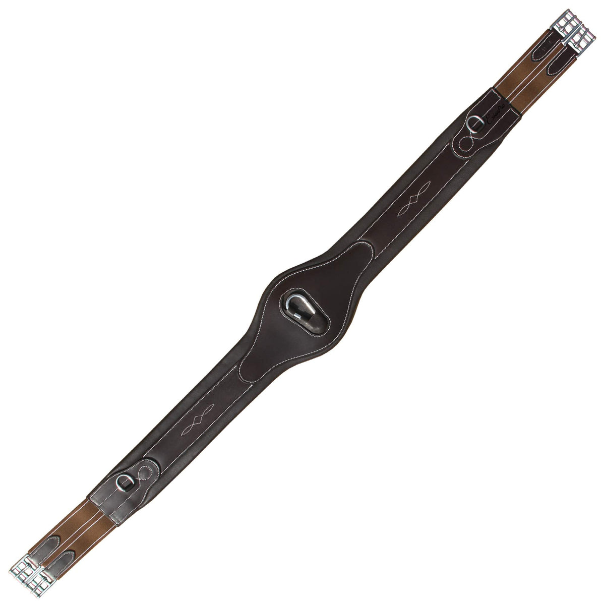 Exion Fancy Anatomic Snap Over Lay Girth Comfotable for Horse | English Horse Tack (54 inch/ 135 cm, Choco Brown-Leather Padding-Vegetable Tanned Leather)